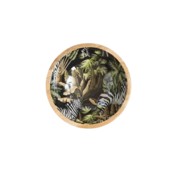 By Room Schaal Rond ø 18 Cm Mangohout Zebra In Jungle