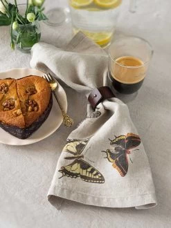 Oldenhof Flying Butterflies Servet 45 X 45 Cm Linnen 6 Stuks -Keukenproducten Winkel linoroom napkins butterflies vertical lr