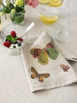 Oldenhof Flying Butterflies Servet 45 X 45 Cm Linnen 6 Stuks -Keukenproducten Winkel linoroom napkins butterflies vertical lr 5