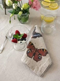 Oldenhof Flying Butterflies Servet 45 X 45 Cm Linnen 6 Stuks -Keukenproducten Winkel linoroom napkins butterflies vertical lr 6