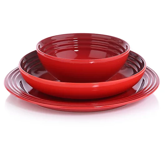 Le Creuset Serviesset Aardewerk Kersrood 12-delig 3 Le Creuset Serviesset Aardewerk Kersrood 12-delig