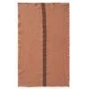 Charvet DOUDOU Theedoek 75 X 45 Cm Linnen Terracotta Met Bruine Streep -Keukenproducten Winkel t doudou terracotta